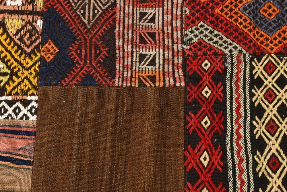 Dywan 167x241 cm, brązowy, czerwony, wełna, lata 70. - 220057