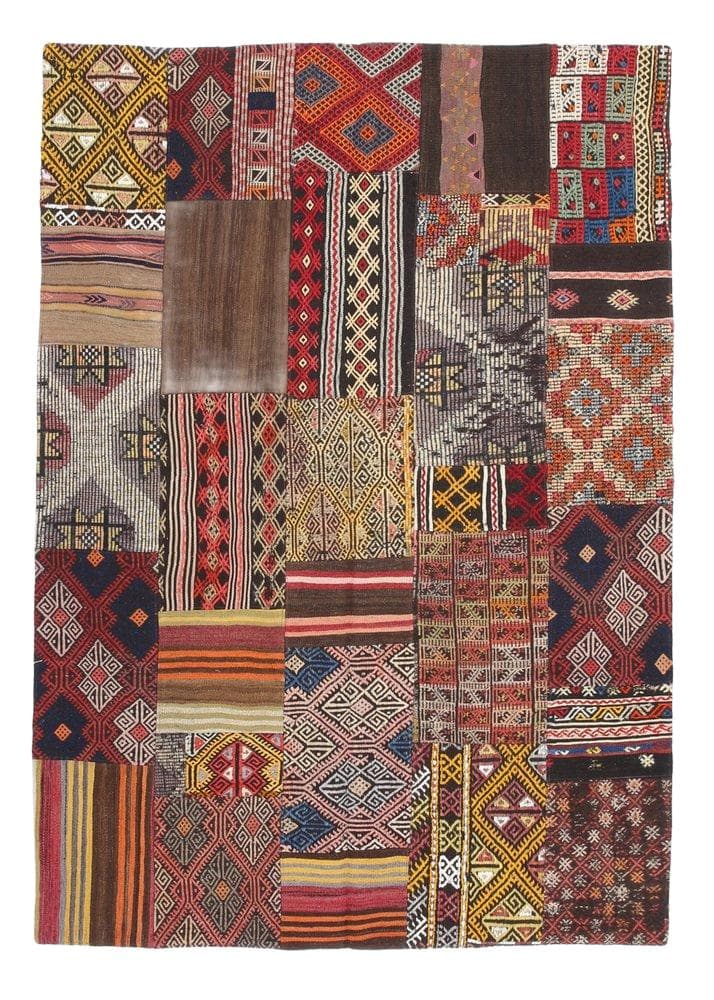 Dywan 167x241 cm, brązowy, czerwony, wełna, lata 70.