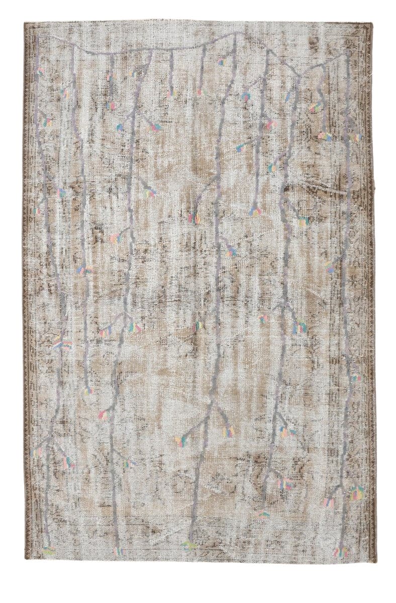 Dywan 163x259 cm, szary, beżowy, wełna, lata 70.