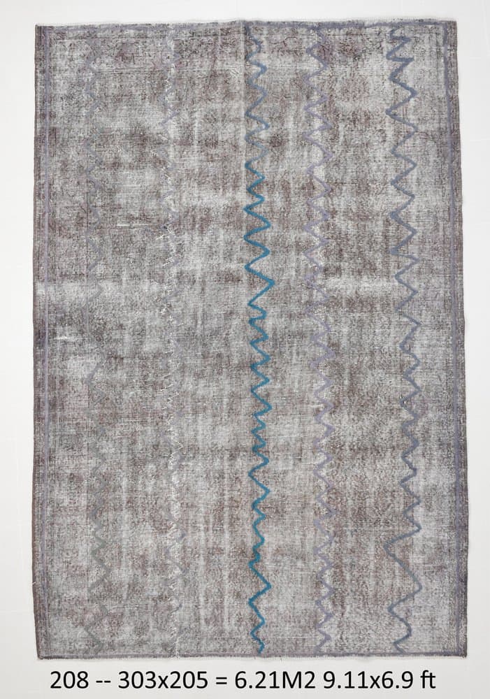 Dywan 205x303 cm, niebieski, fioletowy, wełna, lata 60. - 219998