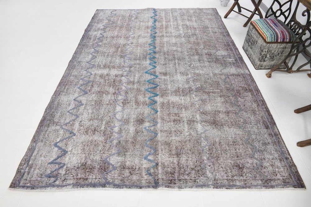 Dywan 205x303 cm, niebieski, fioletowy, wełna, lata 60. - 219995