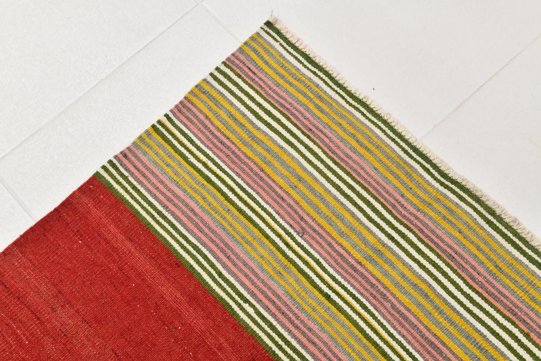 Kilim 253x145 cm, czerwony, wełna, Turcja, lata 60. - 220244