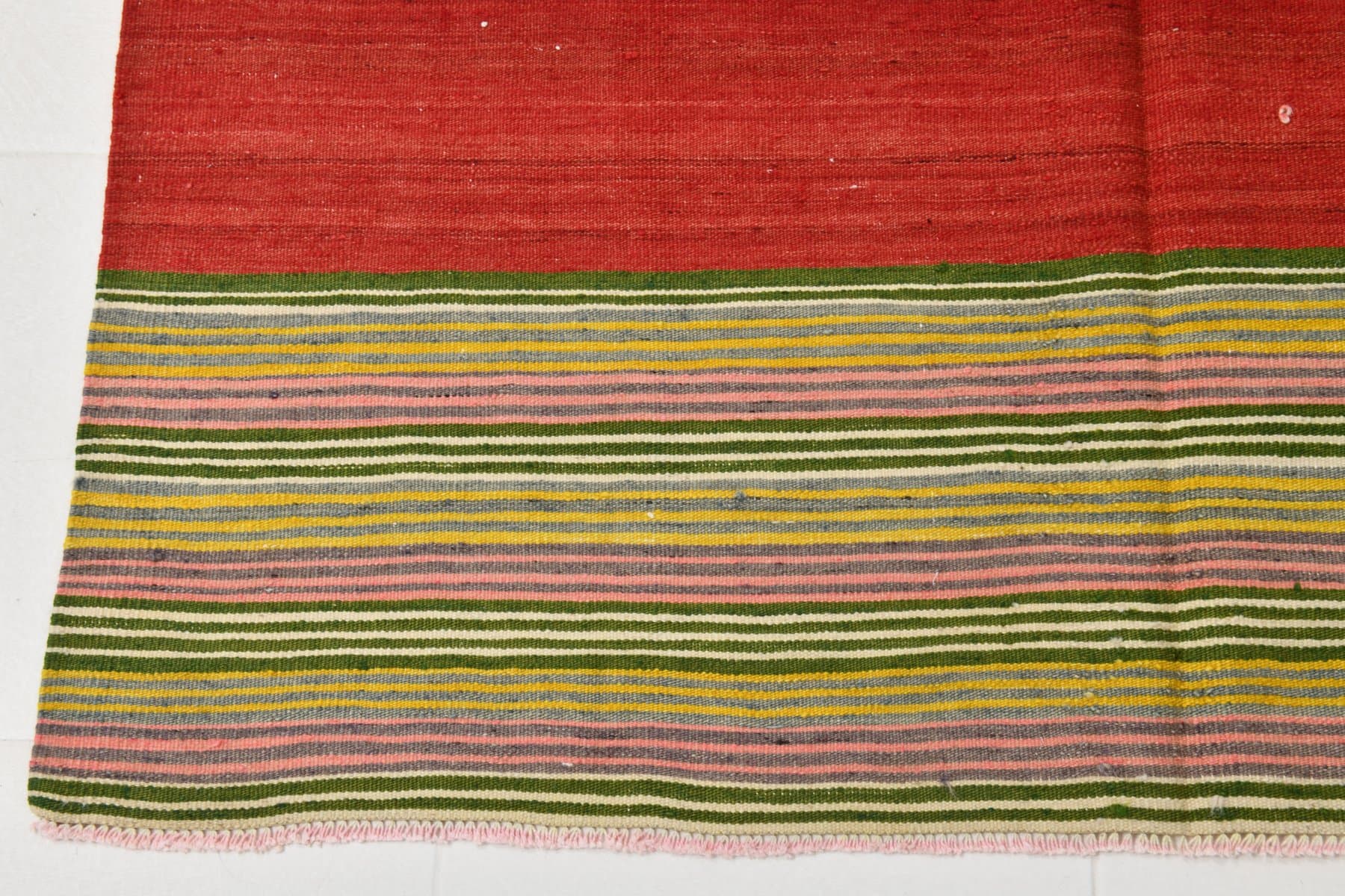 Kilim 253x145 cm, czerwony, wełna, Turcja, lata 60. - 220243