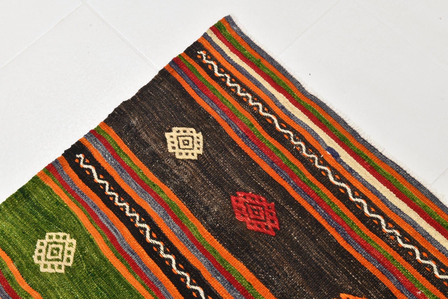 Kilim 171x289 cm, czerwony, zielony, wełna, Turcja, lata 60. - 220515