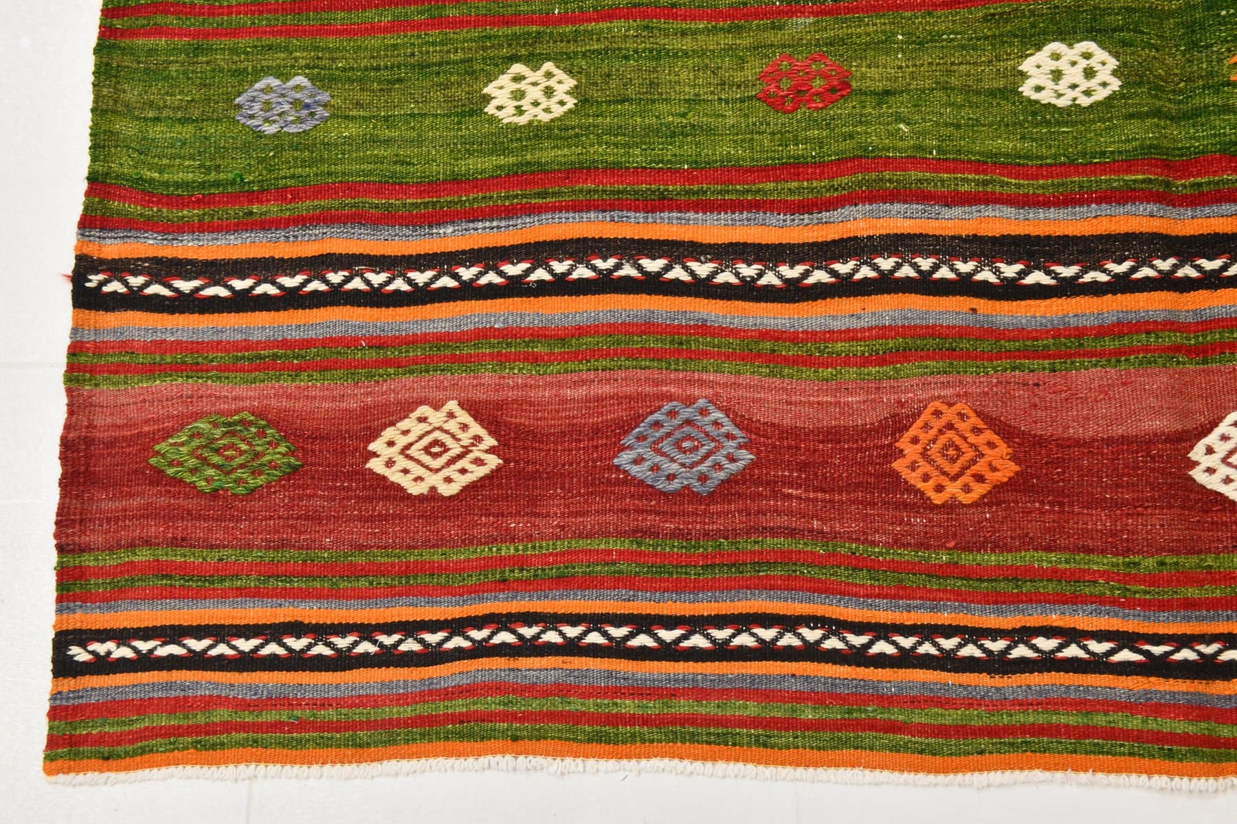 Kilim 171x289 cm, czerwony, zielony, wełna, Turcja, lata 60. - 220524