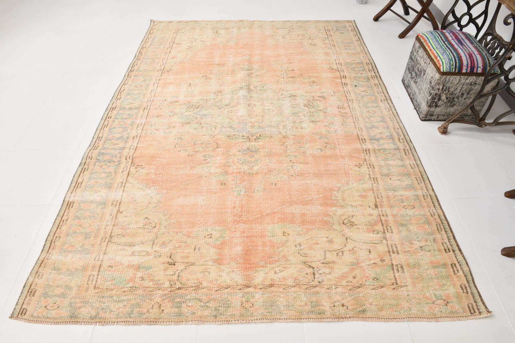 Rug 268x190 cm, Peach, Beige, Wool, 1960s - 220504