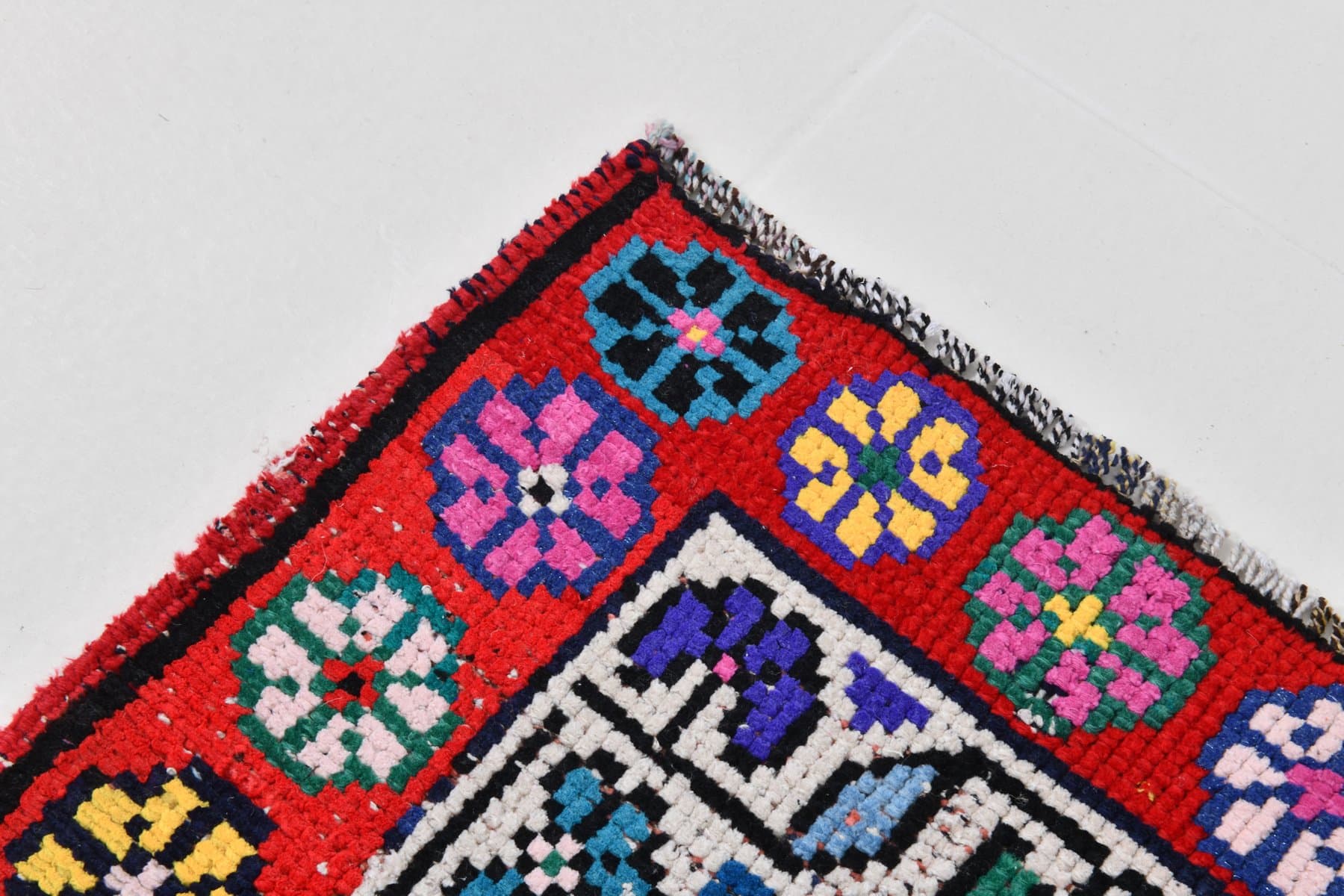 Chodnik 285x84 cm, niebieski, turkusowy, wełna, Turcja, lata 60. - 220463