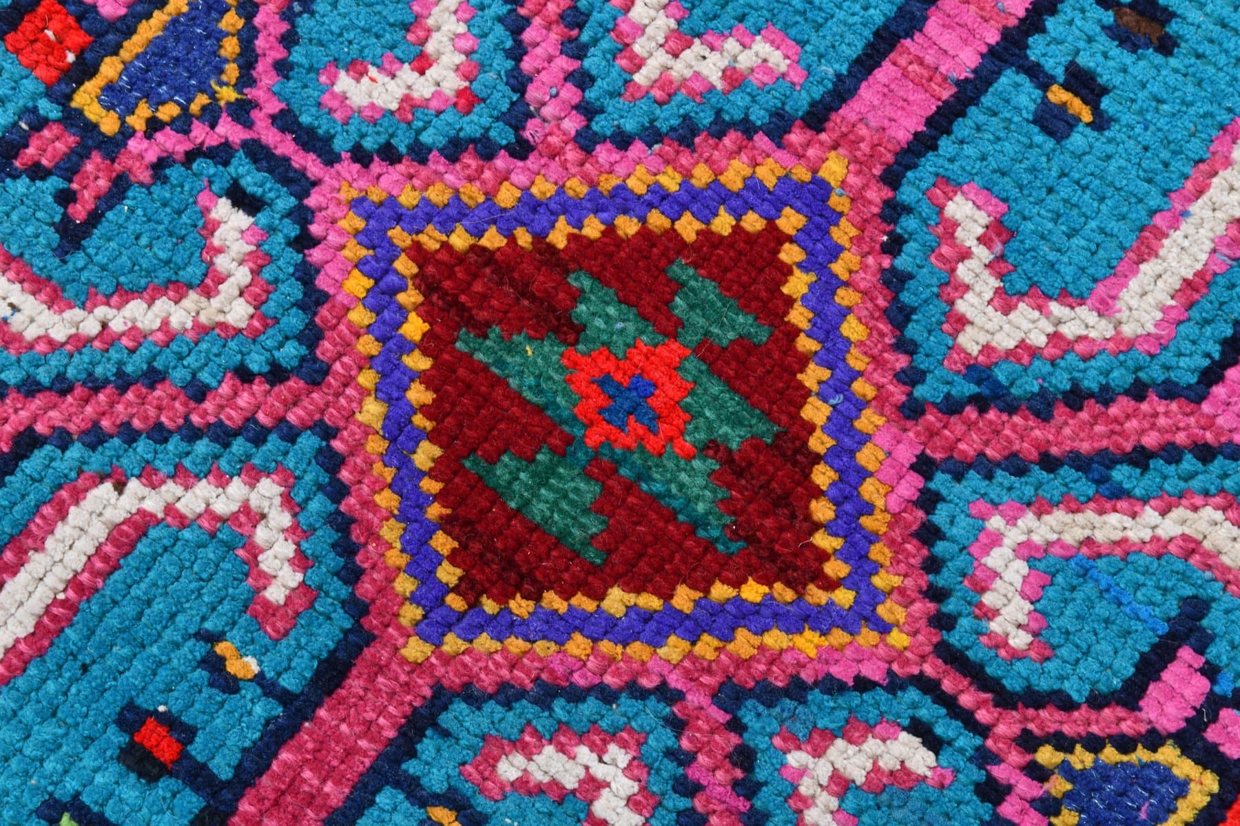 Chodnik 285x84 cm, niebieski, turkusowy, wełna, Turcja, lata 60. - 220472