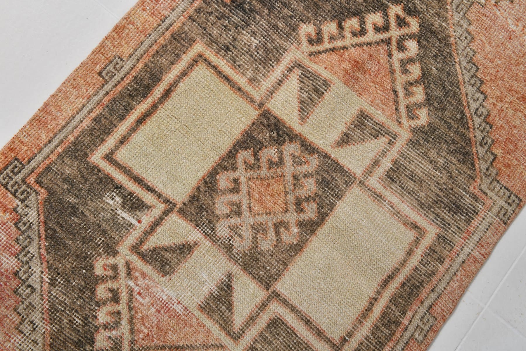 Chodnik 86x370 cm, pomarańczowy, wełna, Turcja, lata 60. - 220431