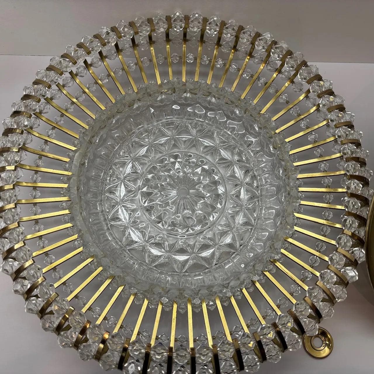 Ceiling light, golden, brass glass, Germany, 1960s. - 15986