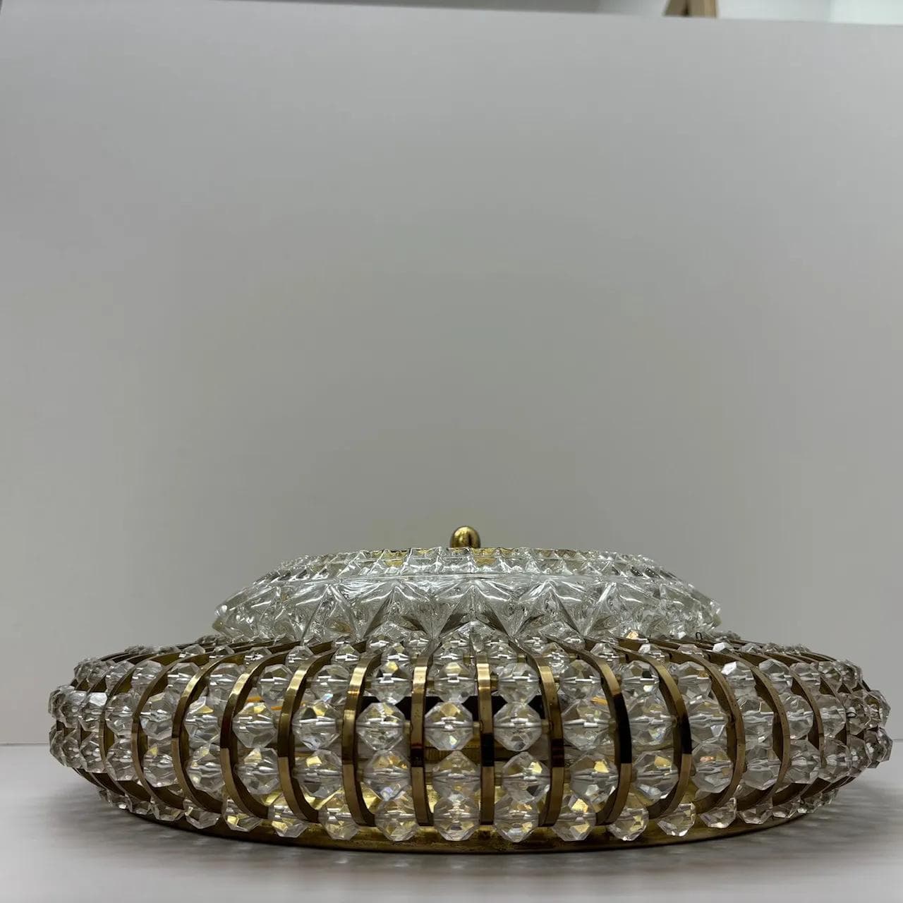 Ceiling light, golden, brass glass, Germany, 1960s. - 15985