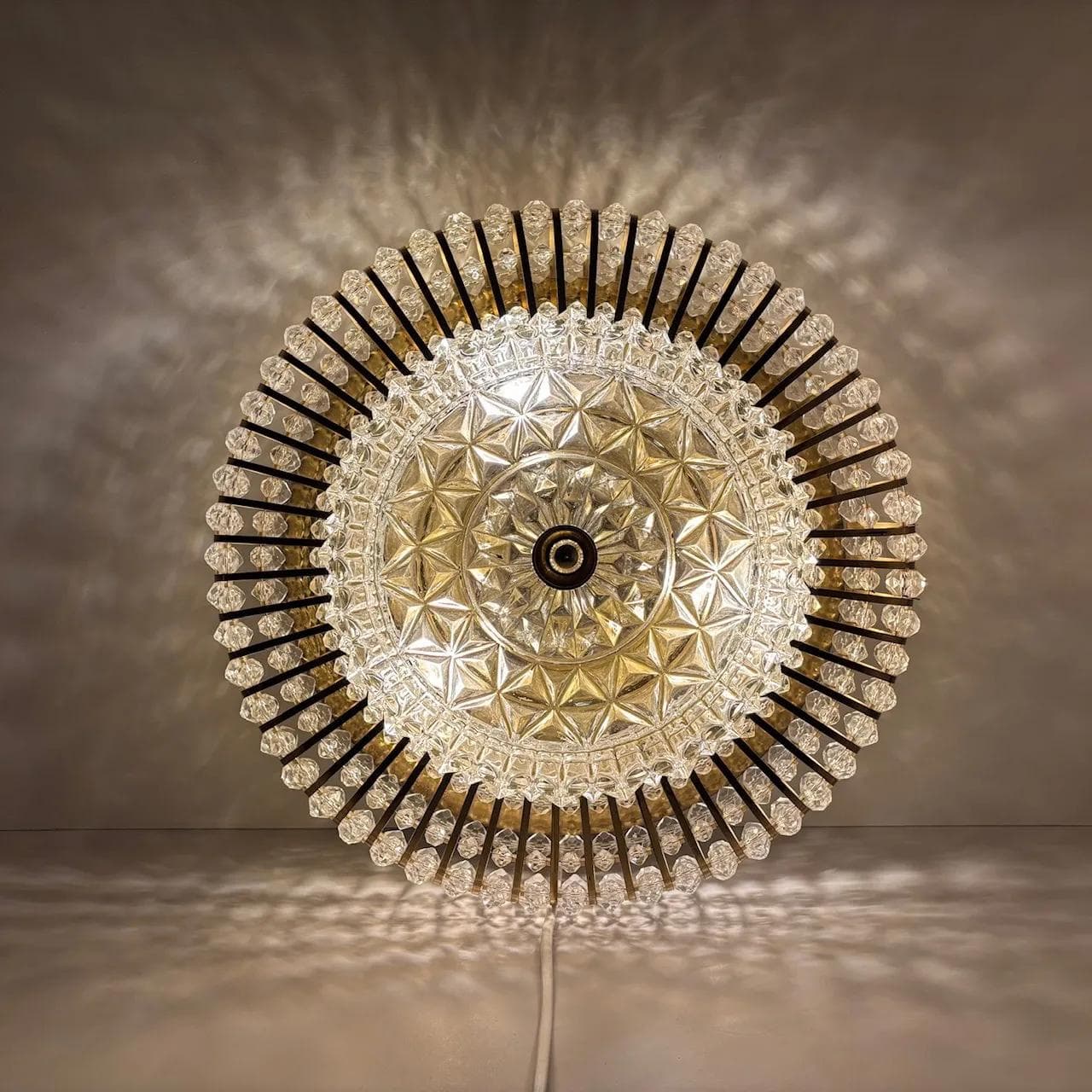 Ceiling light, golden, brass glass, Germany, 1960s. - 15979