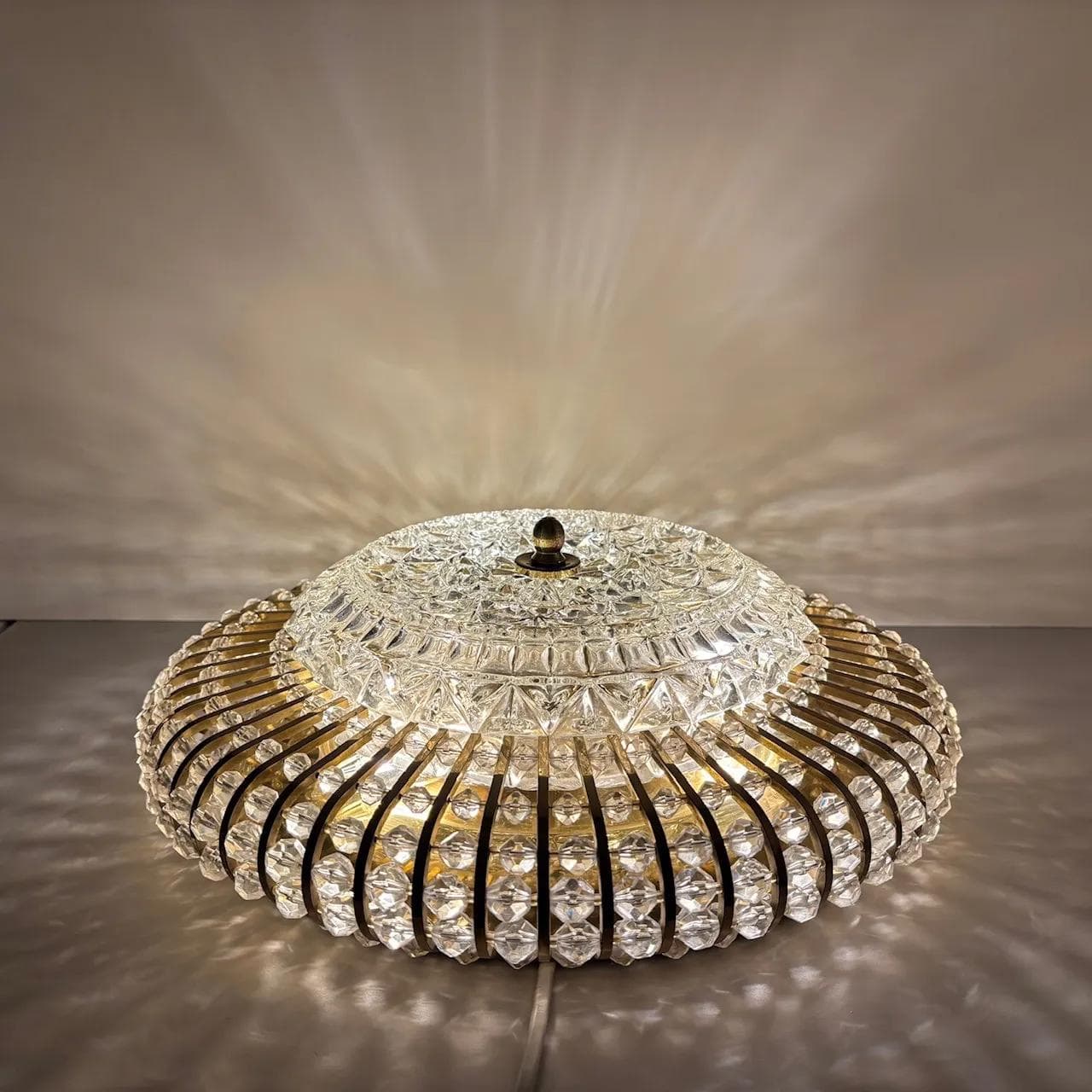 Ceiling light, golden, brass glass, Germany, 1960s. - 15980