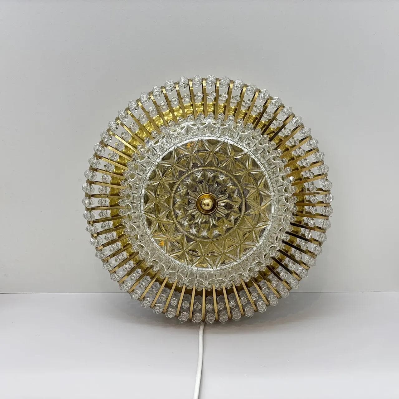 Ceiling light, golden, brass glass, Germany, 1960s. - 15978