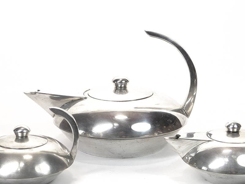 Zestaw do kawy, Art Deco, mosiądz srebrny, Hiszpania, lata 70. - 220299