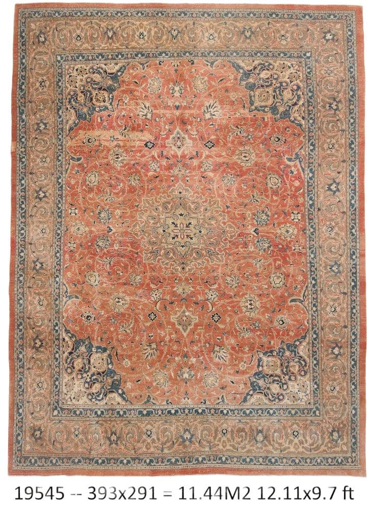 Rug 393x291 cm, beige, wool, Turkey, 1960s