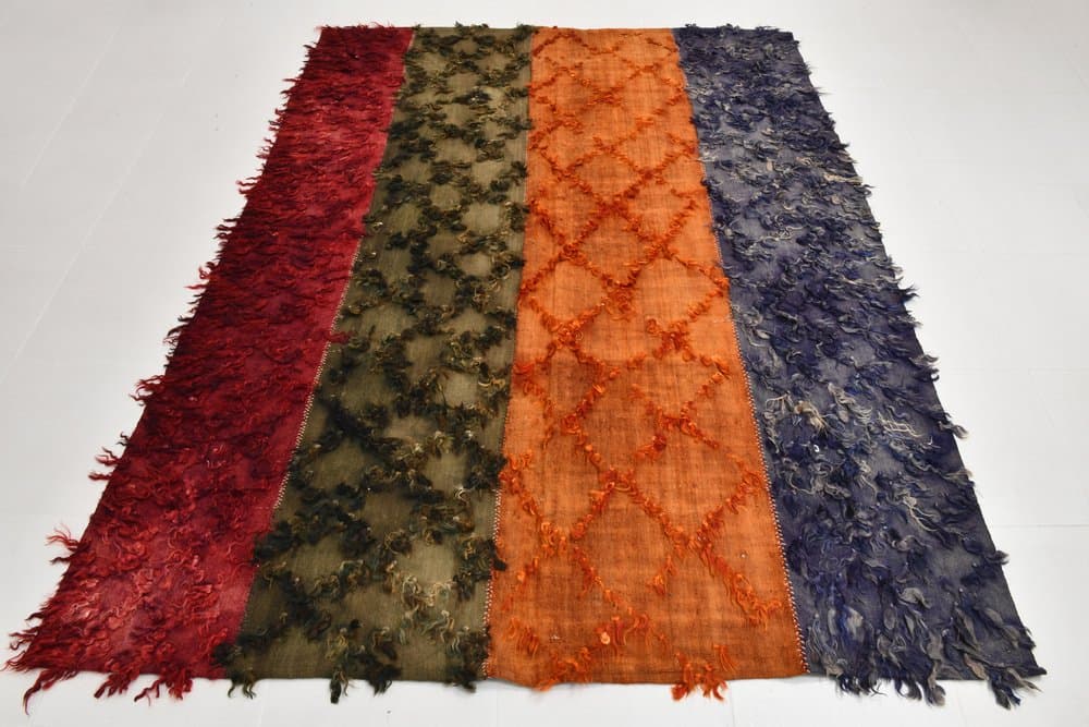 Kilim Rug 229x176 cm, red, blue, wool, Turkey, 1960s - 220374