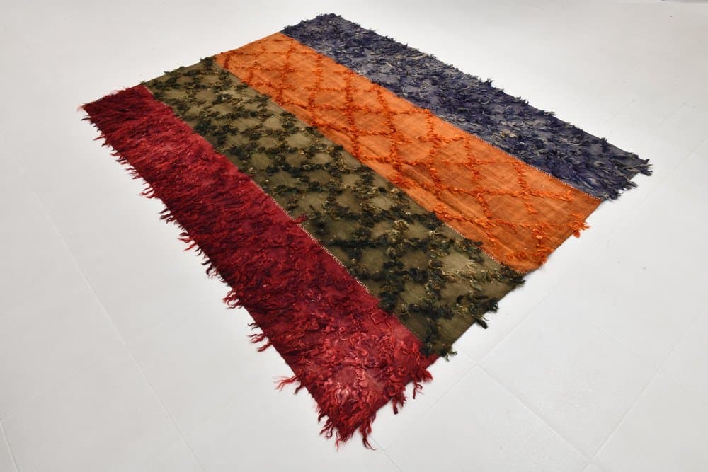 Kilim Rug 229x176 cm, red, blue, wool, Turkey, 1960s - 220376