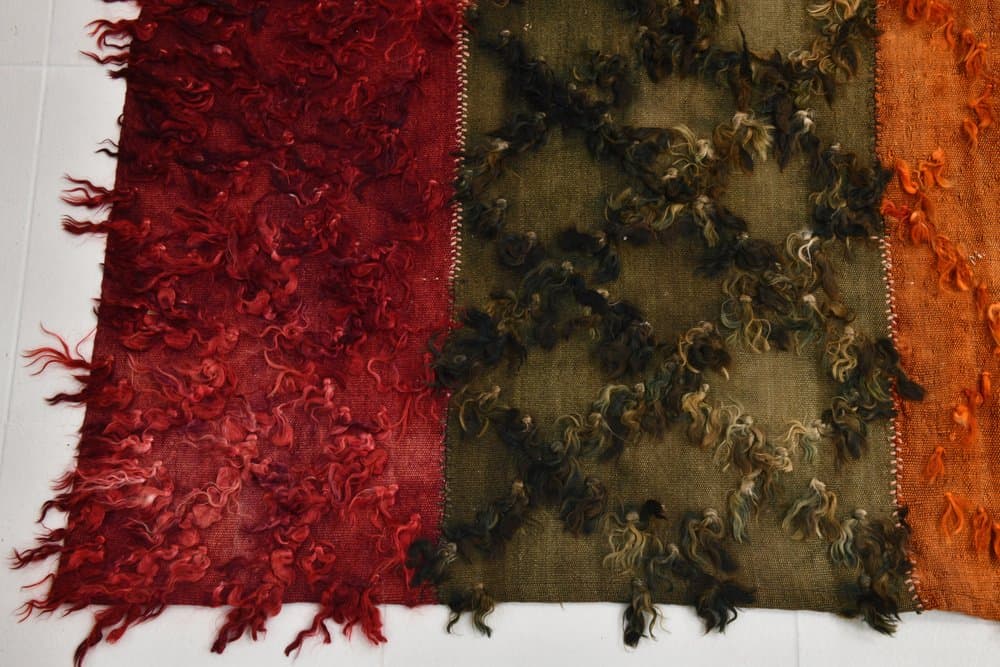 Kilim Rug 229x176 cm, red, blue, wool, Turkey, 1960s - 220382