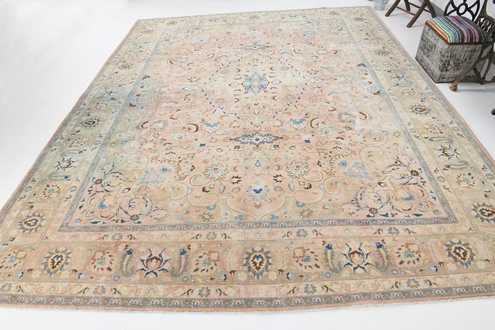 Rug 379x300 cm, beige, wool, Turkey, 1960s - 220601