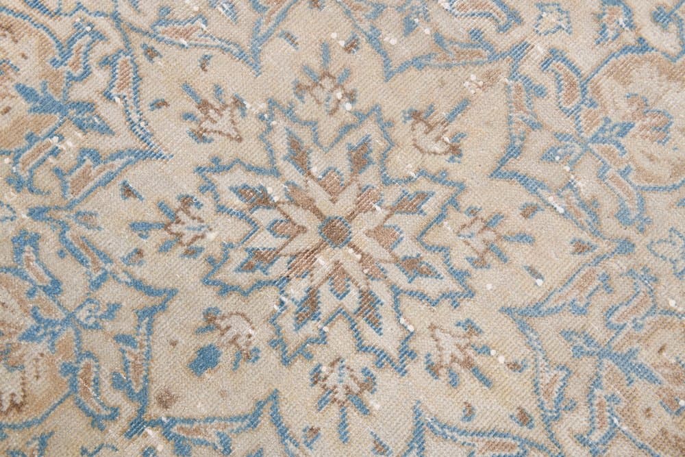 Dywan 361x275 cm, turkusowy, brązowy, wełna, Turcja, lata 60. - 220595