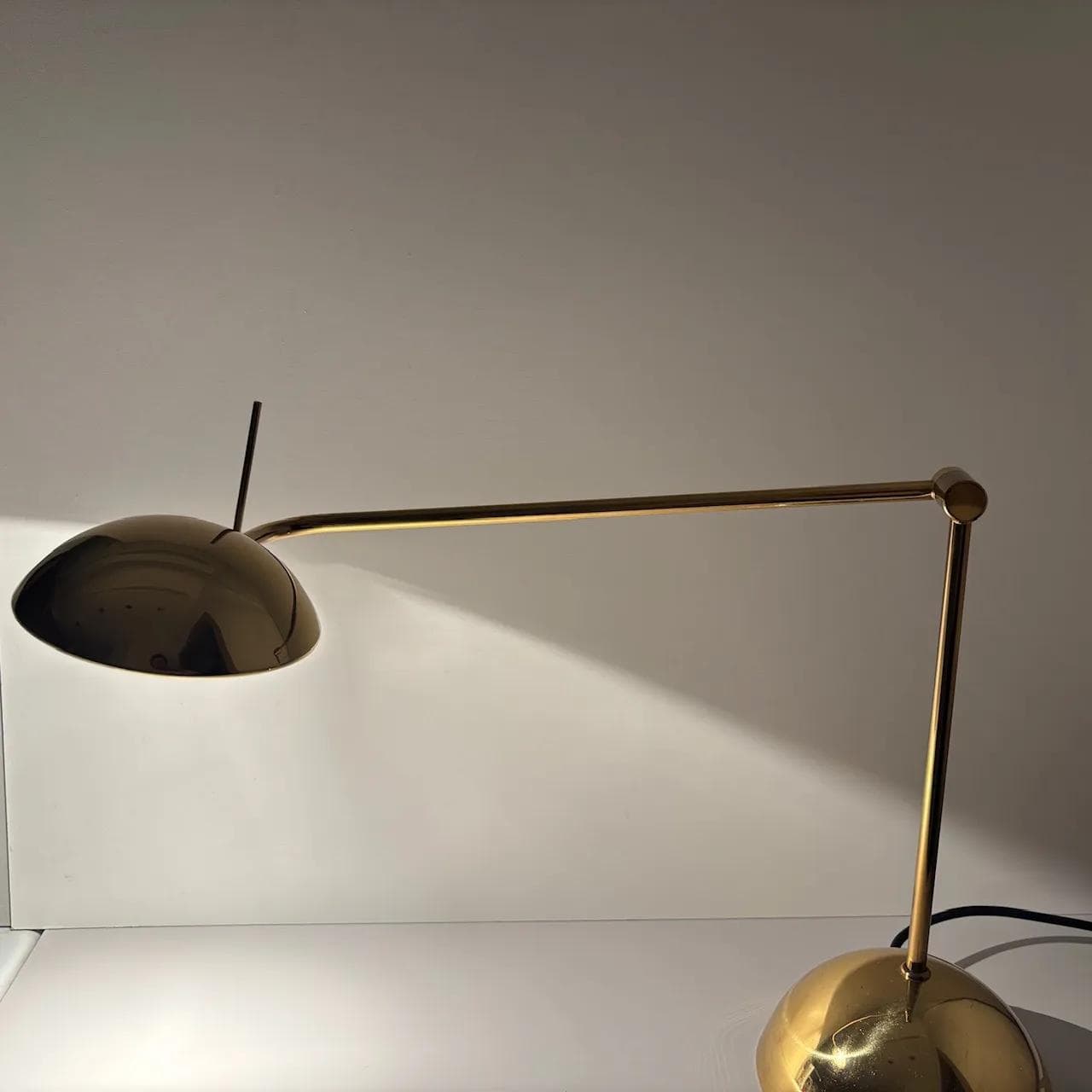 Desk lamp, golden brass, Temde Leuchten, Germany, 1970s - 16134