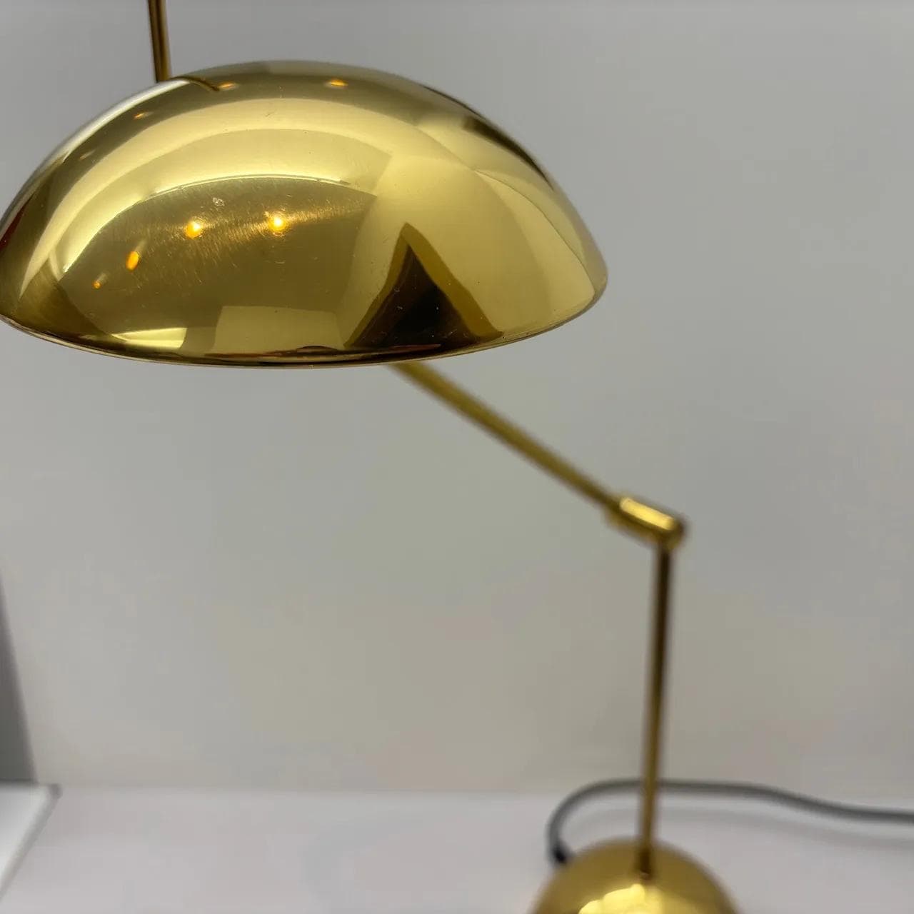 Desk lamp, golden brass, Temde Leuchten, Germany, 1970s - 16135