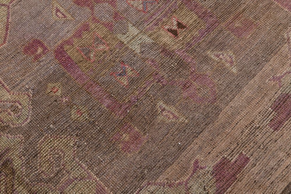 Dywan 338x150 cm, różowy, brązowy, wełna, lata 70. - 220556