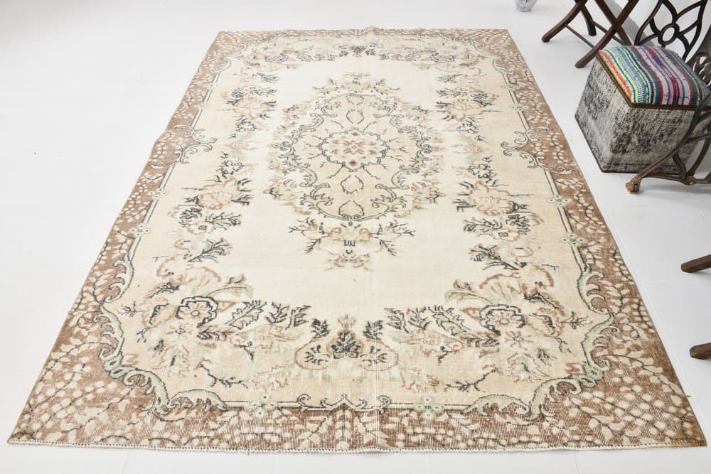 Dywan 195x273 cm, beżowy, wełna, lata 60. - 221409