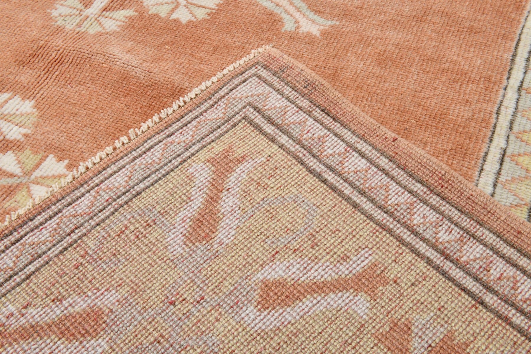 Dywan 205x276 cm, beżowy, pomarańczowy, wełna, lata 60. - 221355