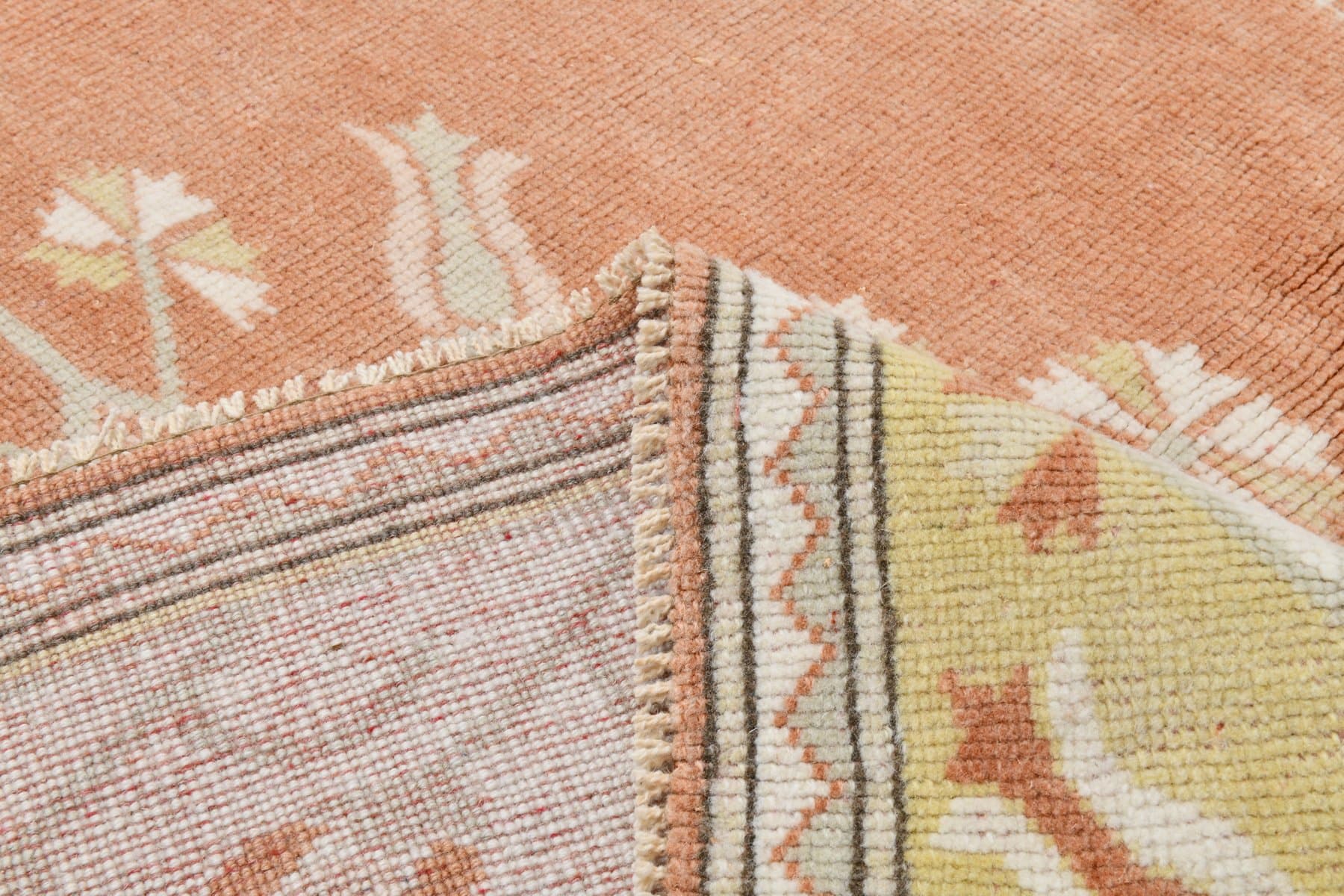 Dywan 205x276 cm, beżowy, pomarańczowy, wełna, lata 60. - 221356