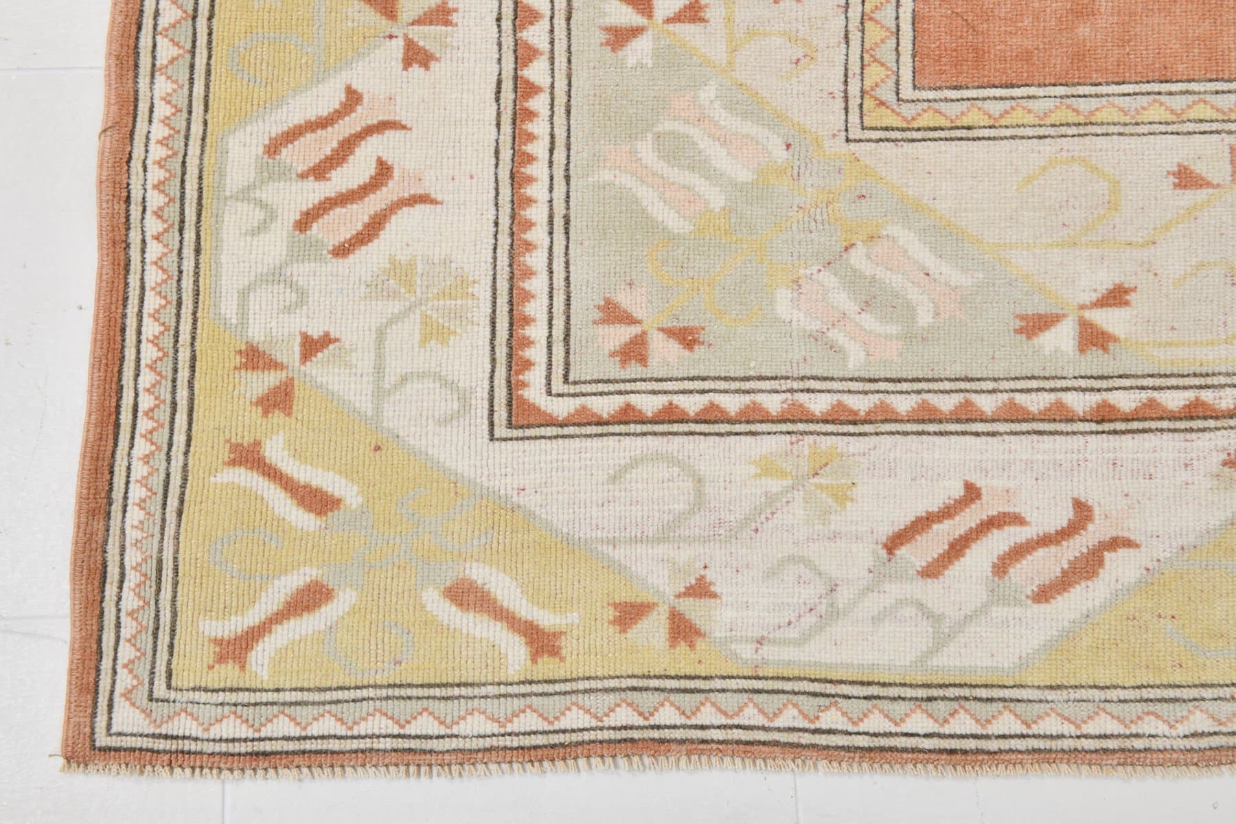 Dywan 205x276 cm, beżowy, pomarańczowy, wełna, lata 60. - 221362