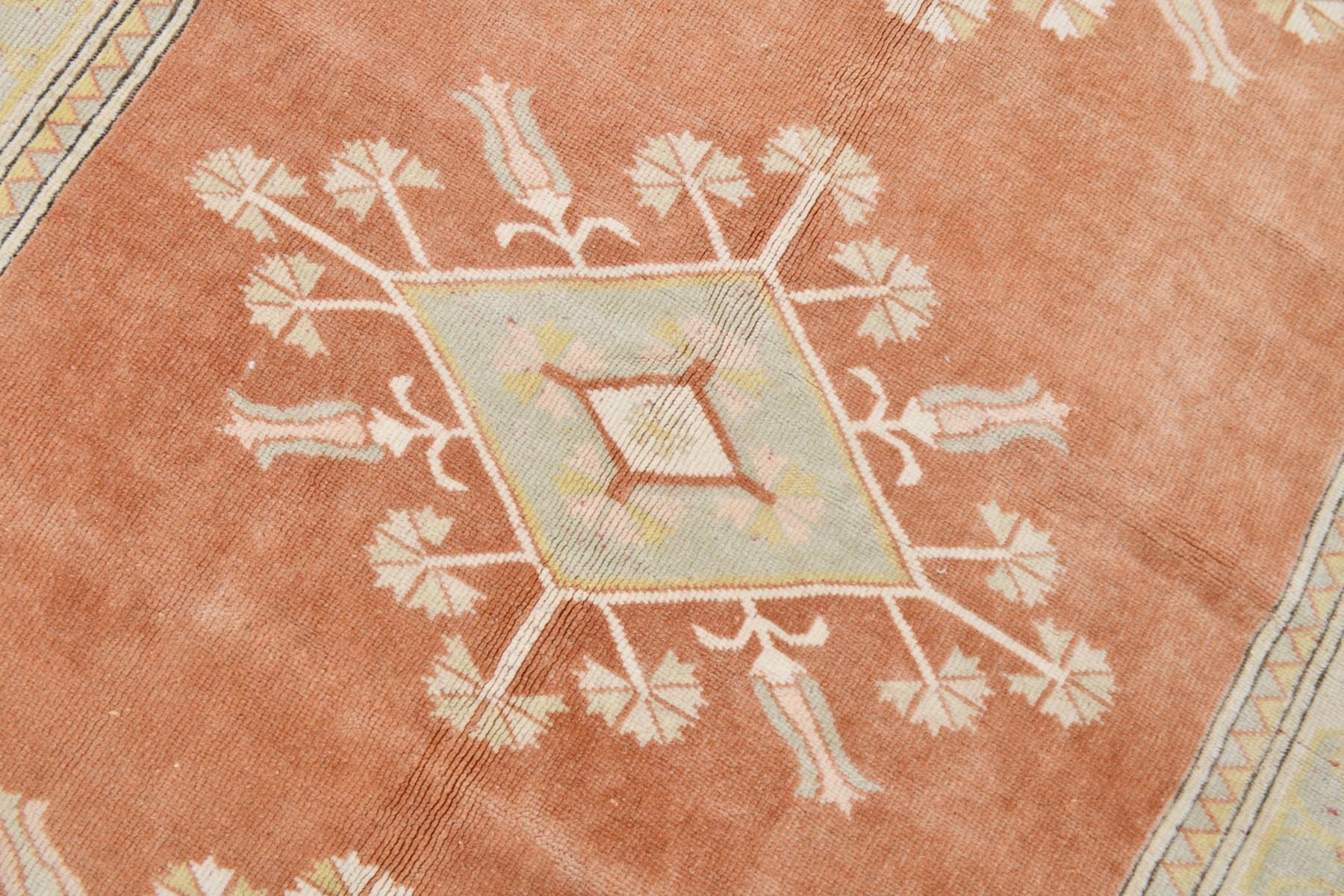 Dywan 205x276 cm, beżowy, pomarańczowy, wełna, lata 60. - 221360