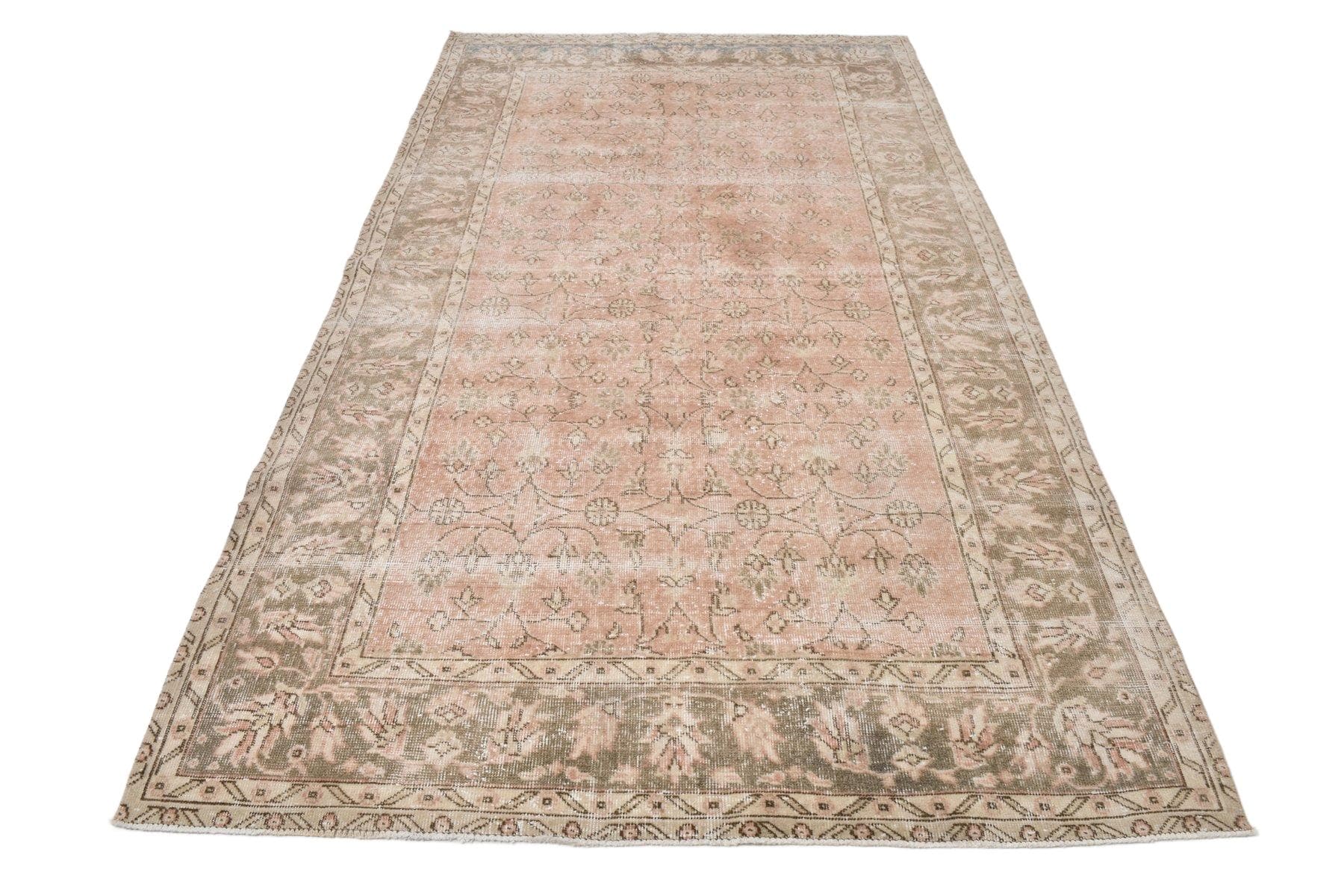 Dywan 173x293 cm, różowy, wełna, lata 60.