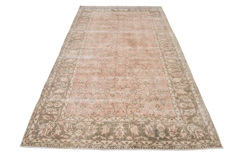 Dywan 173x293 cm, różowy, wełna, lata 60.