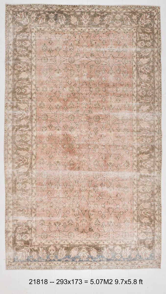 Dywan 173x293 cm, różowy, wełna, lata 60. - 221332