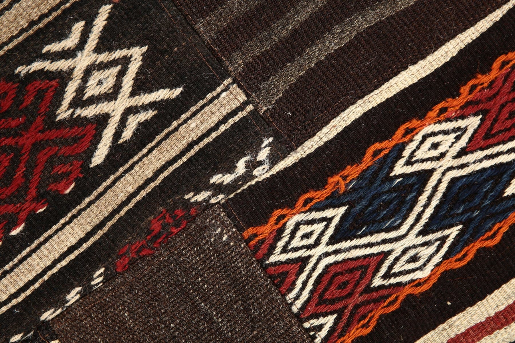 Kilim 204x297 cm, Brown, Red, Wool, 1960s - 221323