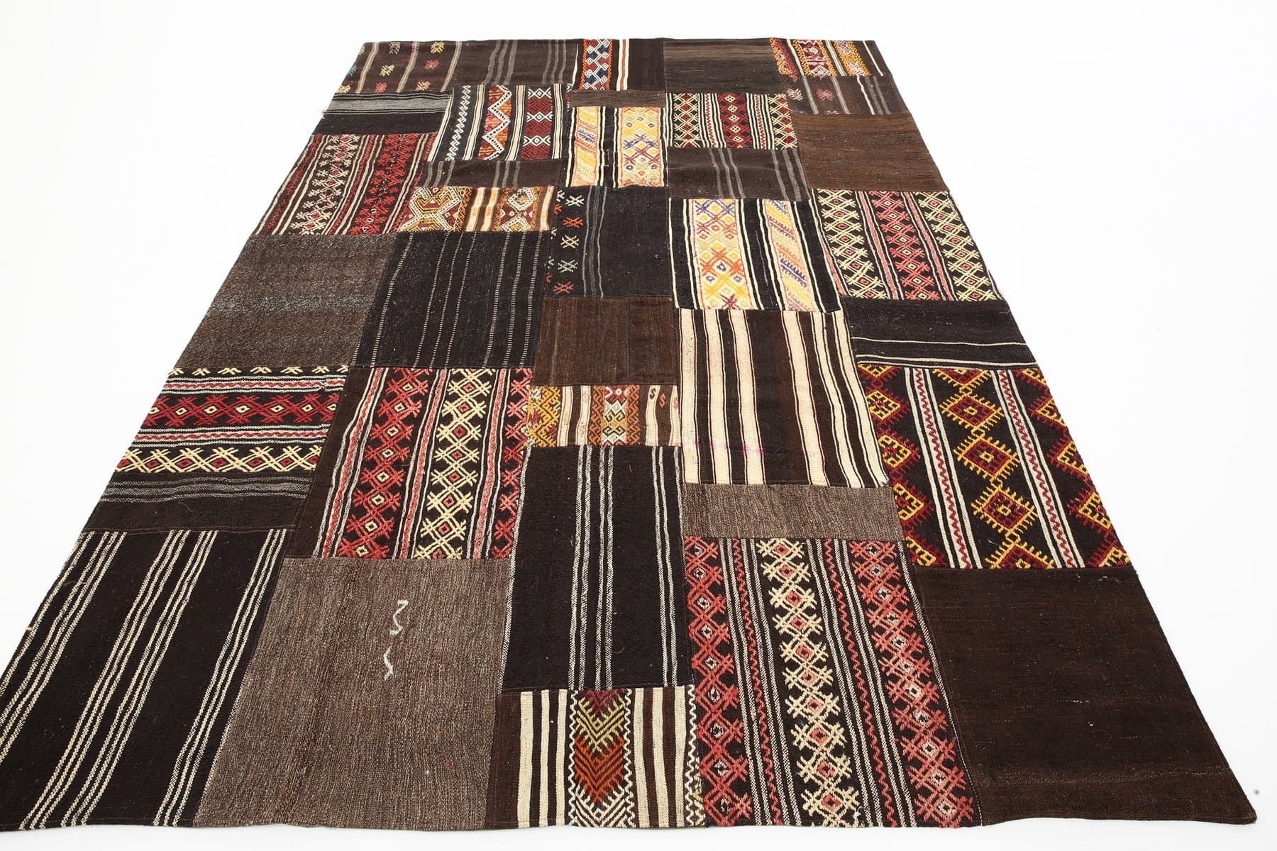 Kilim 204x297 cm, Brown, Red, Wool, 1960s - 221319