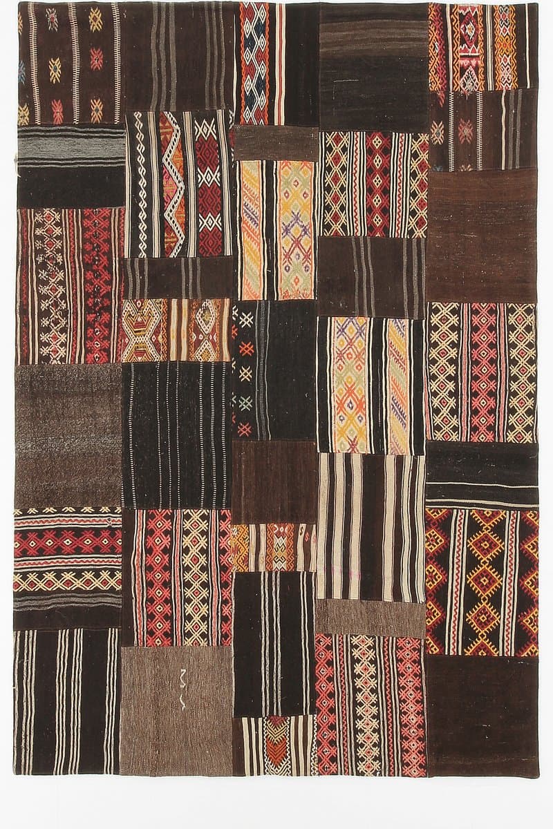 Kilim 204x297 cm, Brown, Red, Wool, 1960s - 221318