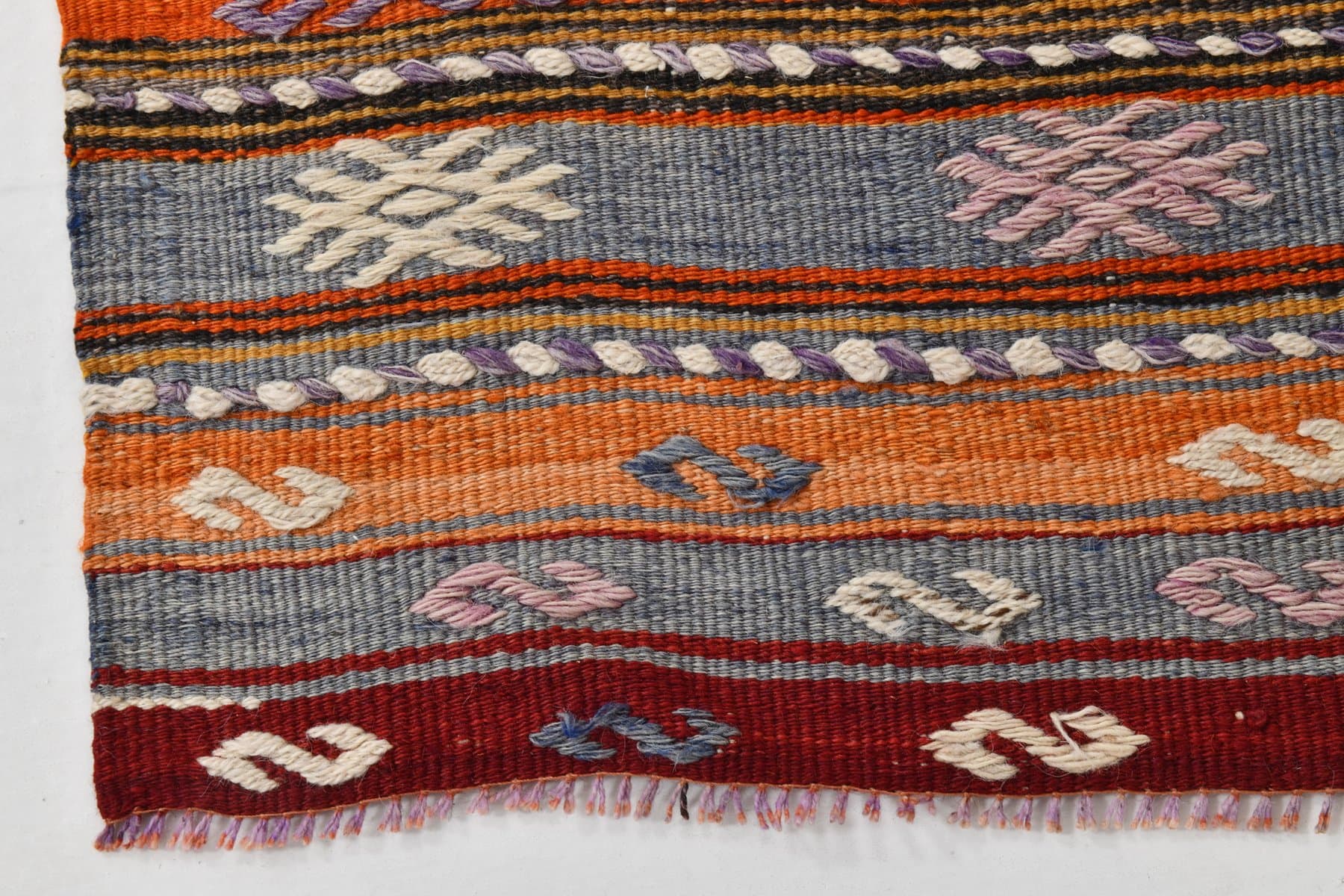 Kilim 406x58 cm, brązowy, wełna, Turcja, lata 60. - 221259