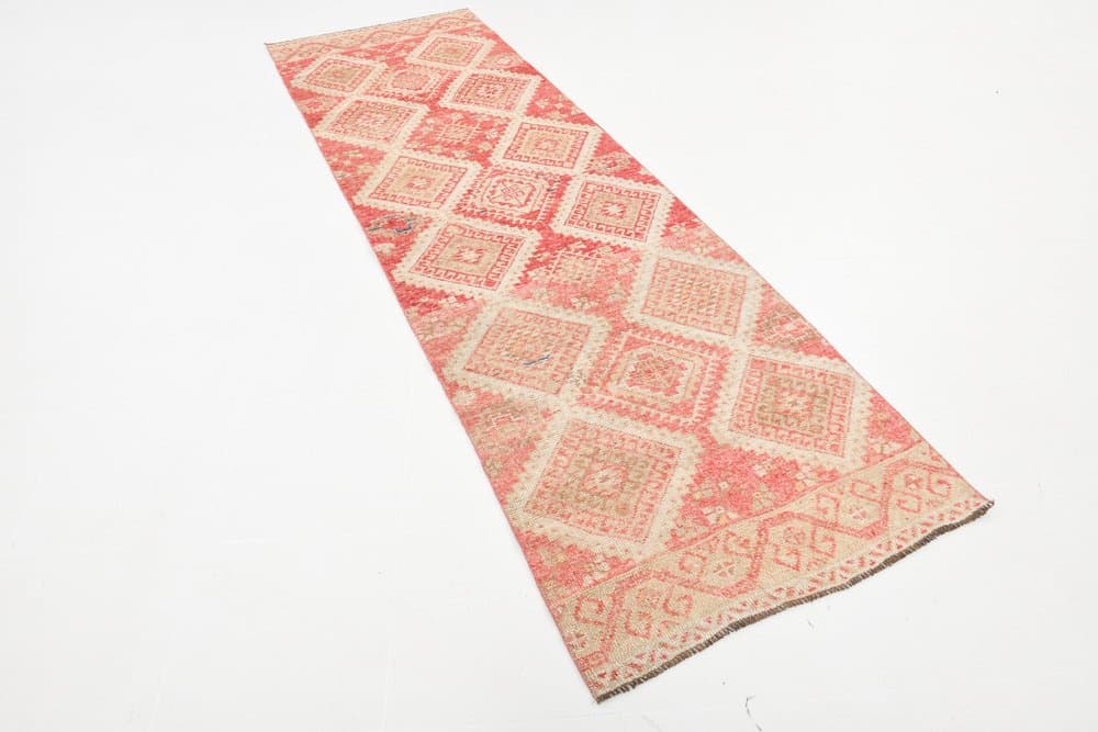 Chodnik 306x91 cm, czerwony, wełna, Turcja, lata 60. - 221229