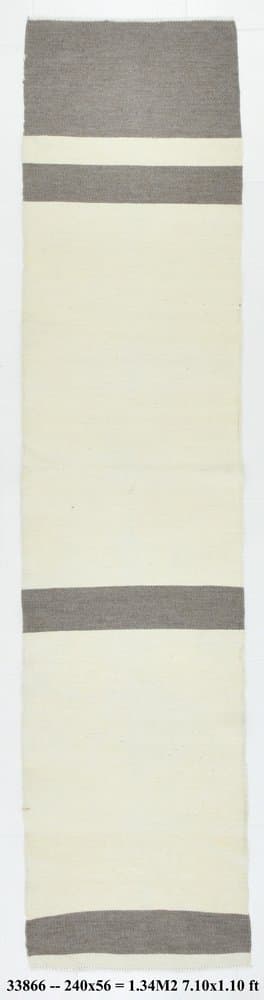 Kilim chodnik 56x240 cm, beżowy, wełna, Turcja, lata 60. - 221202