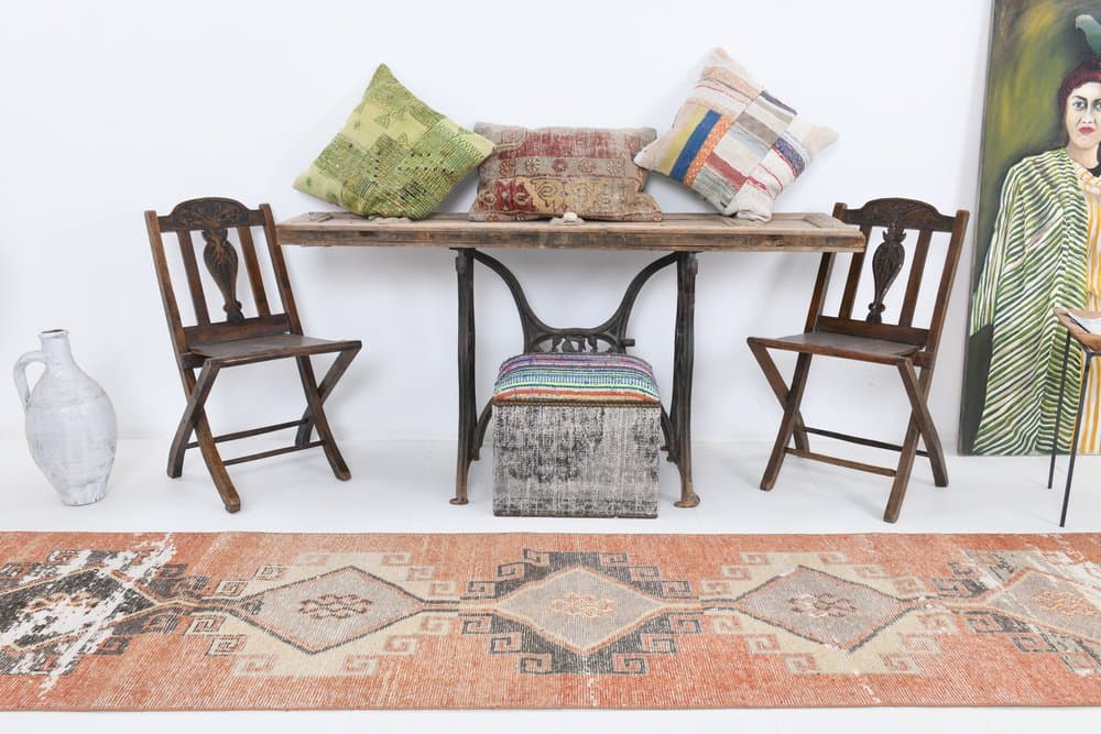 Chodnik 335x80 cm, pomarańczowy, wełna, Turcja, lata 60. - 221163