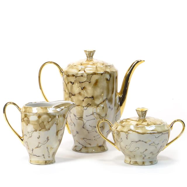 Serwis kawowy Feston, porcelana kość słoniowa, proj. W. Potacki, Ćmielów, Polska, lata 60. - WYMIARY