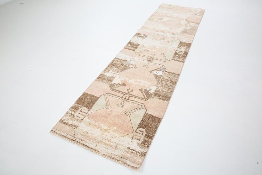 Chodnik 325x86 cm, beżowy, wełna, Turcja, lata 60. - 221099