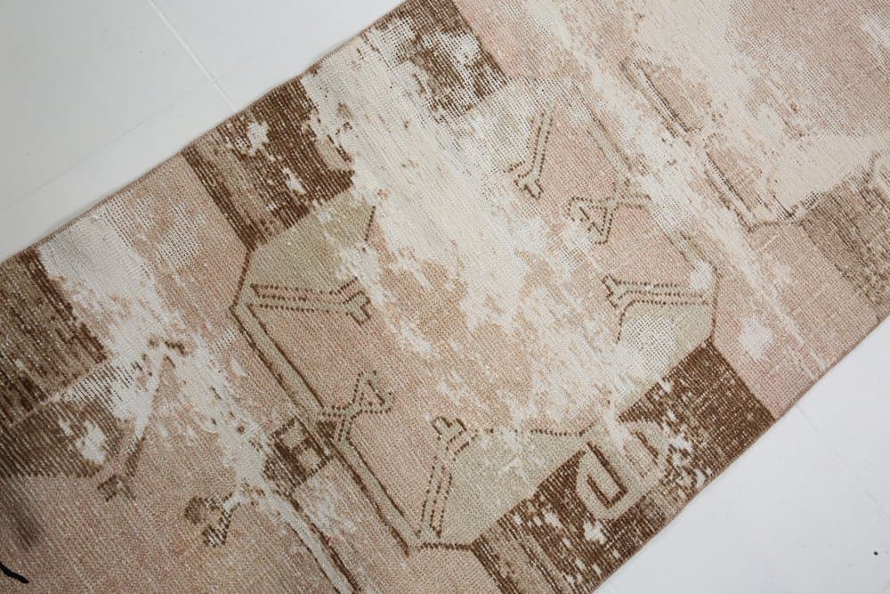 Chodnik 325x86 cm, beżowy, wełna, Turcja, lata 60. - 221102