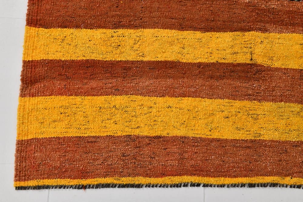 Kilim 172x130 cm, brązowy, pomarańczowy, wełna, Turcja, lata 60. - 221090
