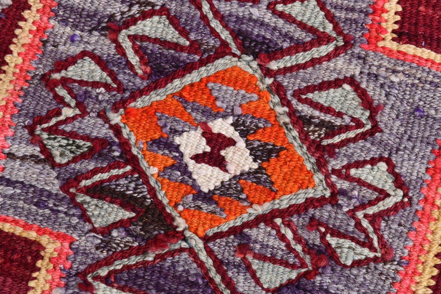 Kilim chodnik 288x83 cm, koralowy, wełna, Turcja, lata 60. - 221076