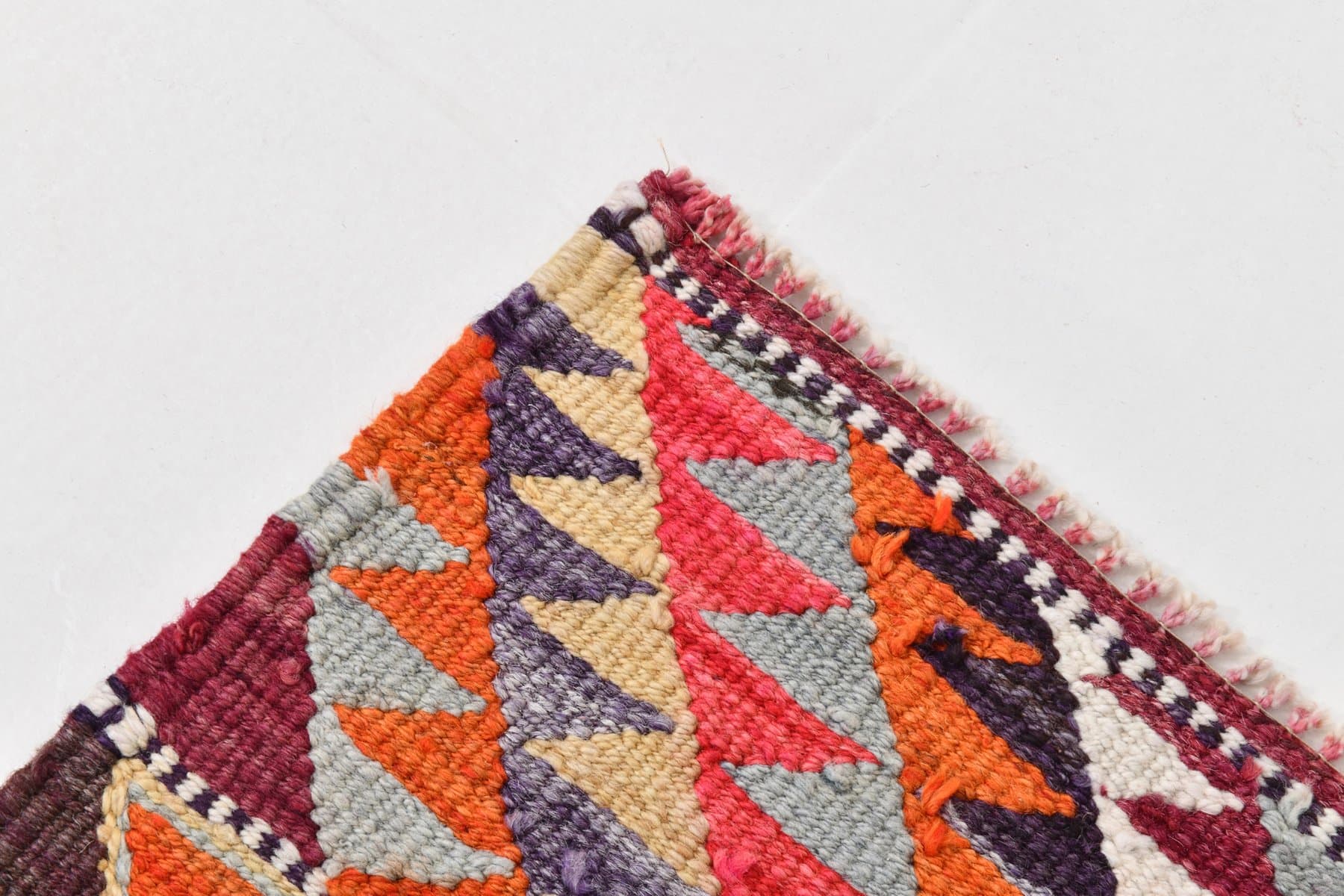 Kilim chodnik 288x83 cm, koralowy, wełna, Turcja, lata 60. - 221078