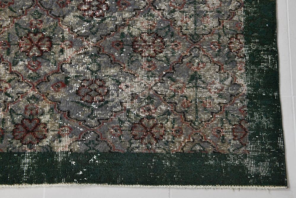 Dywan 200x295 cm, zielony, różowy, wełna, Turcja, lata 60. - 221013